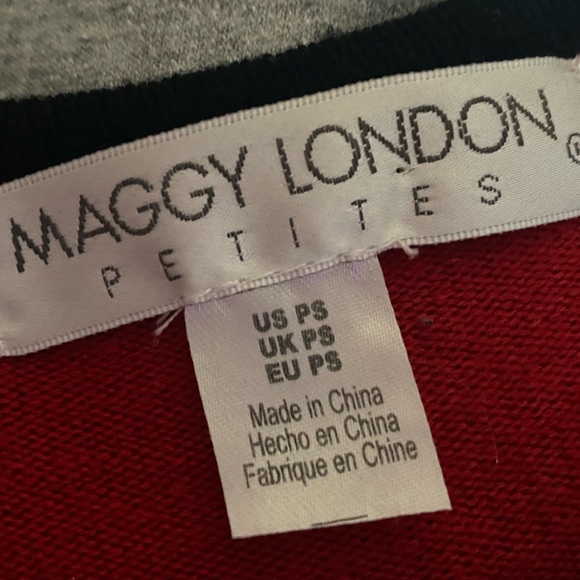 Maggy London Sweater Dress Fit And Flare Cap Sleeve Small Red Preppy Mod Grunge - Picture 5 of 6